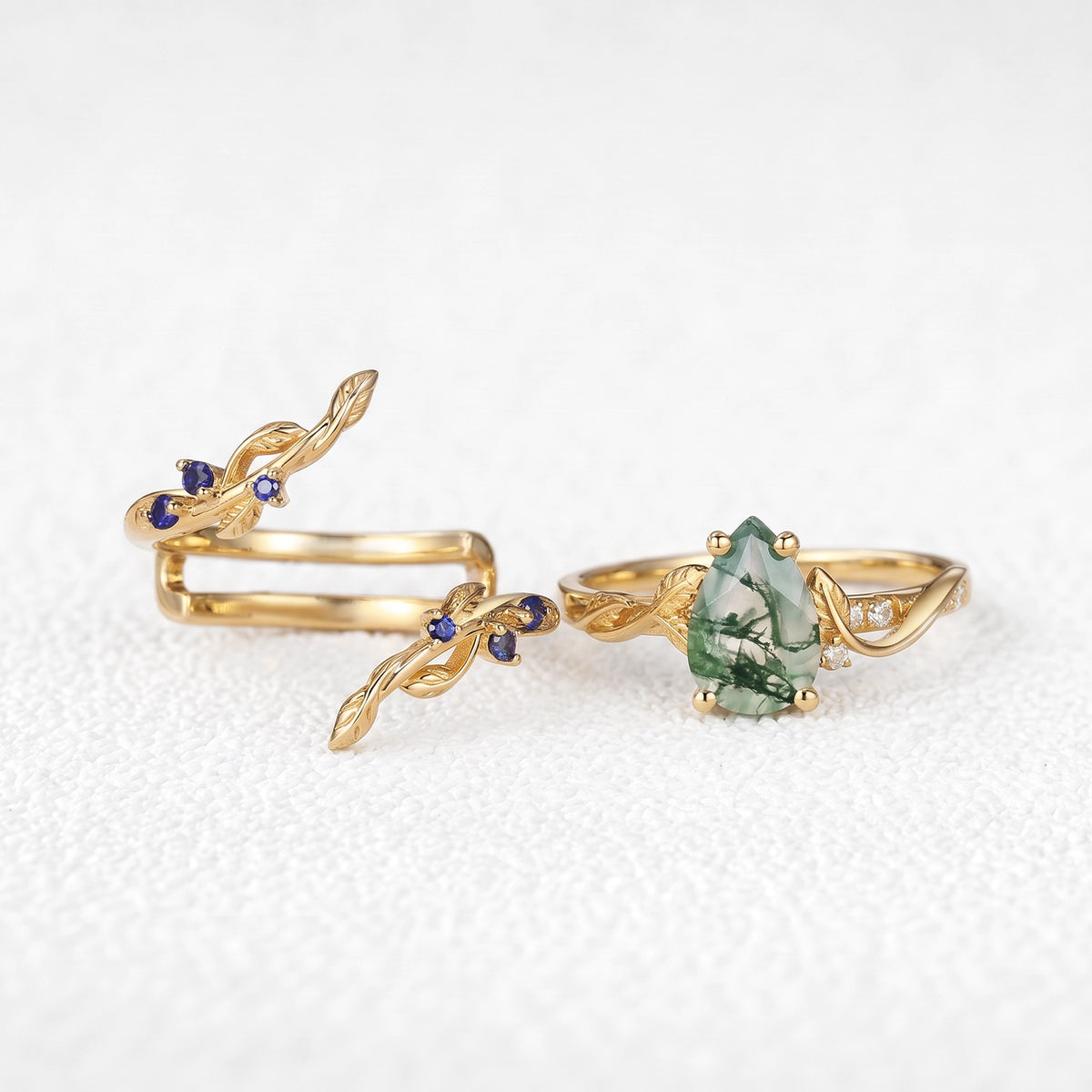 Cressida’s Companion | Pear Moss Agate  Enhancer Bridal Set 2pcs