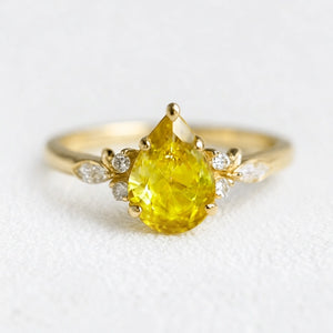 Sophie's Dew | Pear Cut Natural Yellow Sapphire Engagement Ring.