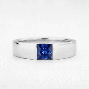 Orion’s Nebula | Princess-Cut Blue Sapphire Men’s Band