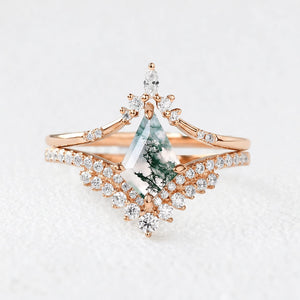 Alexandra’s Heritage | Moss Agate Chevron Cluster Bridal Duo