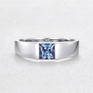 The Chameleon Prism | Princess Cut Alexandrite Men's Band.