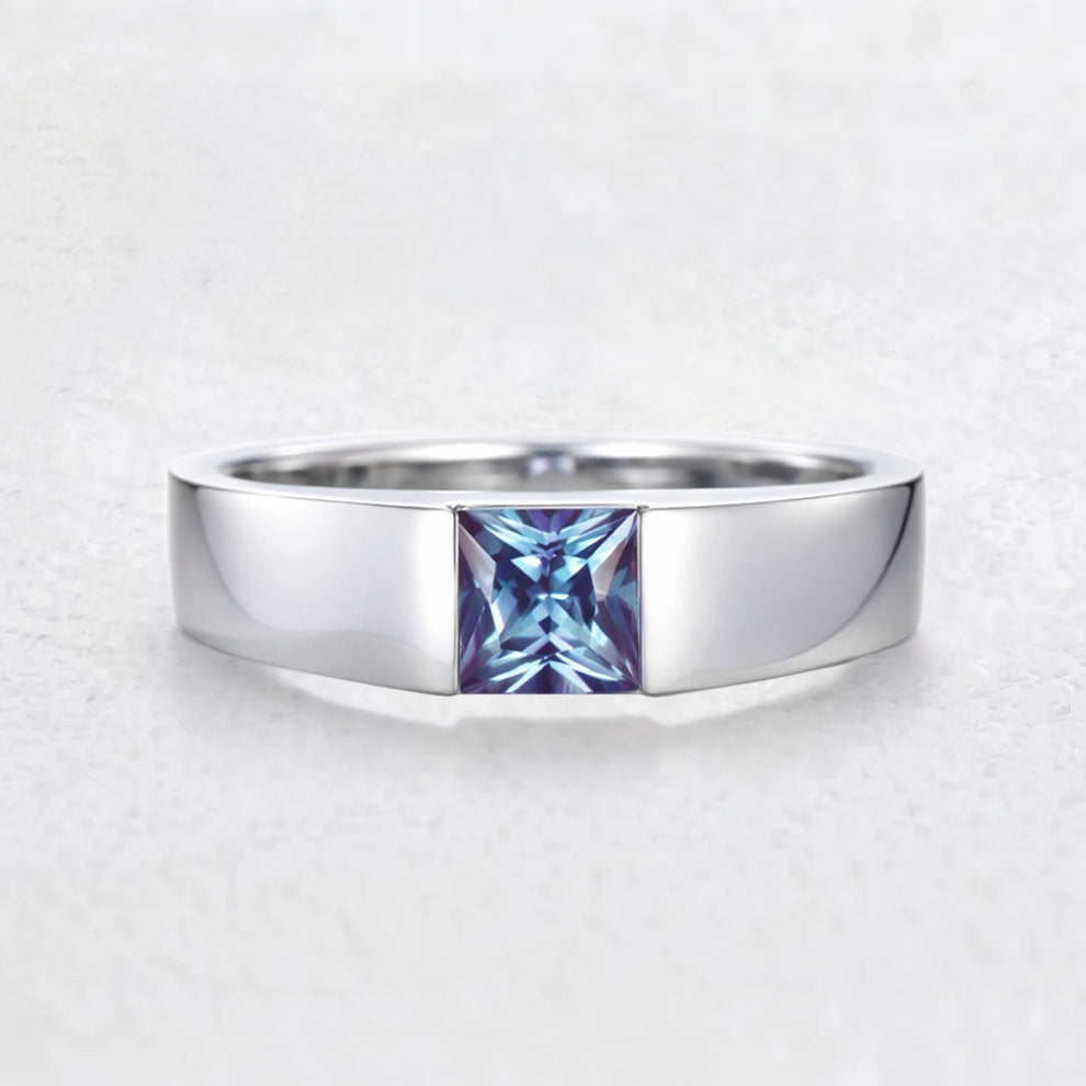 The Chameleon Prism | Princess Cut Alexandrite Men's Band.