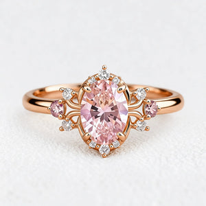 Elysia’s Dawn | Oval Pink Sapphire Vintage Engagement Ring