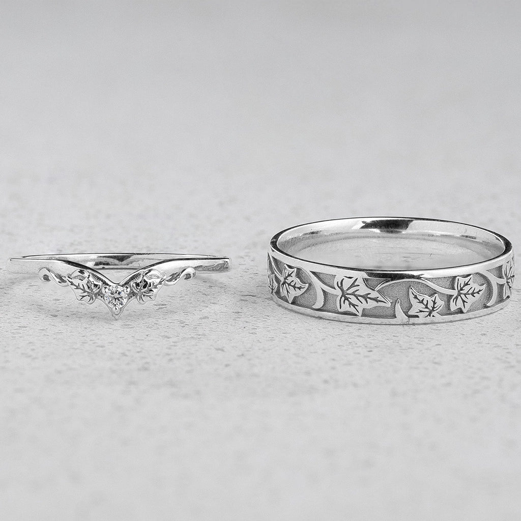 Sylvie’s Wedding Pair | His Ivy Band & Her Diamond Ring.