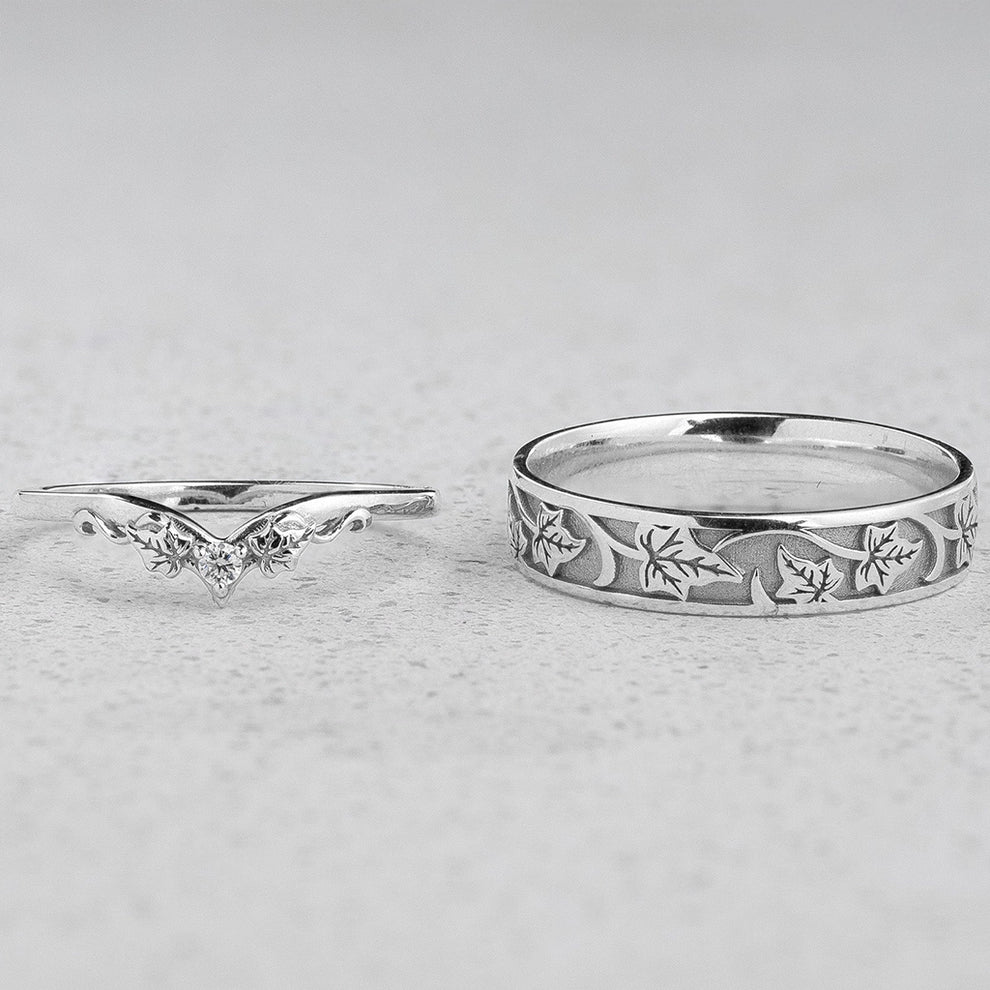 Sylvie’s Wedding Pair | His Ivy Band & Her Diamond Ring.