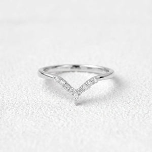 Round Cut Moissanite Half Eternity Curved Wedding Band in White Gold.