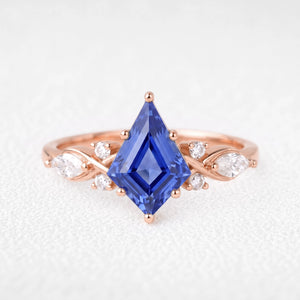 Aphrodite’s Iris | Kite-Cut Blue Sapphire Foliage Engagement Ring