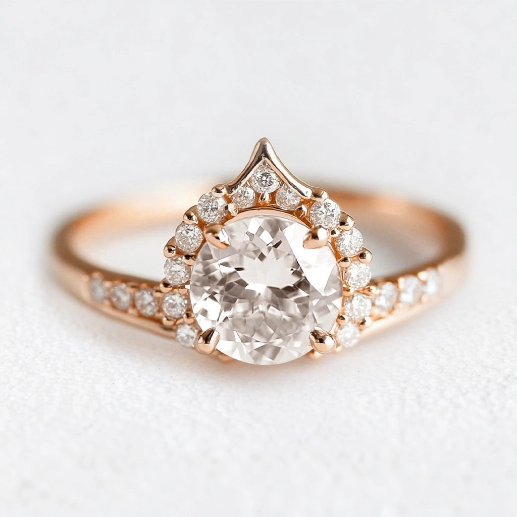 Aurora’s Dew | Diamond Half Halo Engagement Ring