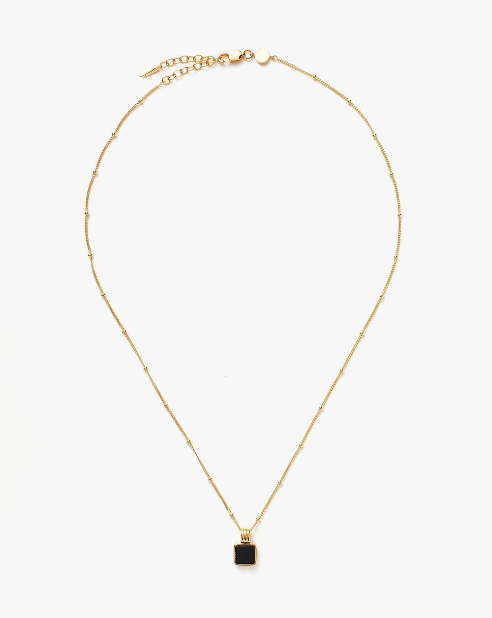 18K Gold Vermeil Square Onyx Necklace.