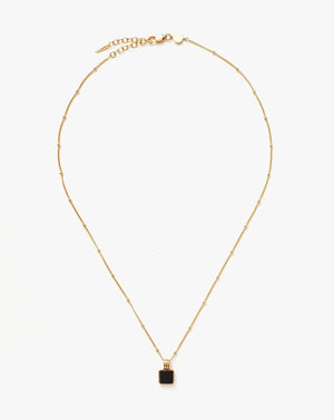 18K Gold Vermeil Square Onyx Necklace.