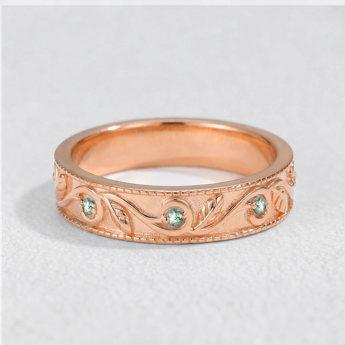 Daphne’s Canopy | Oval Cut Green Moss Agate Cluster Couple Ring Set.