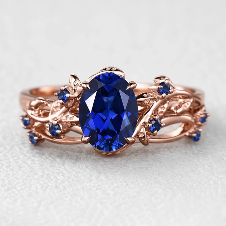 Iris’s Vine | Art Deco Blue Sapphire Bridal Set 2pcs.