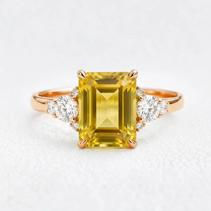 Sienna’s Amber | 3CT Emerald Cut Yellow Sapphire Engagement Ring