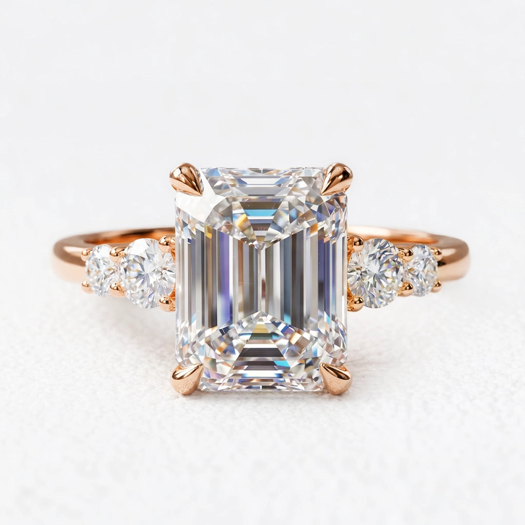 Aurora‘s Prism | 3CT Emerald Cut Diamond Solitaire Engagement Ring