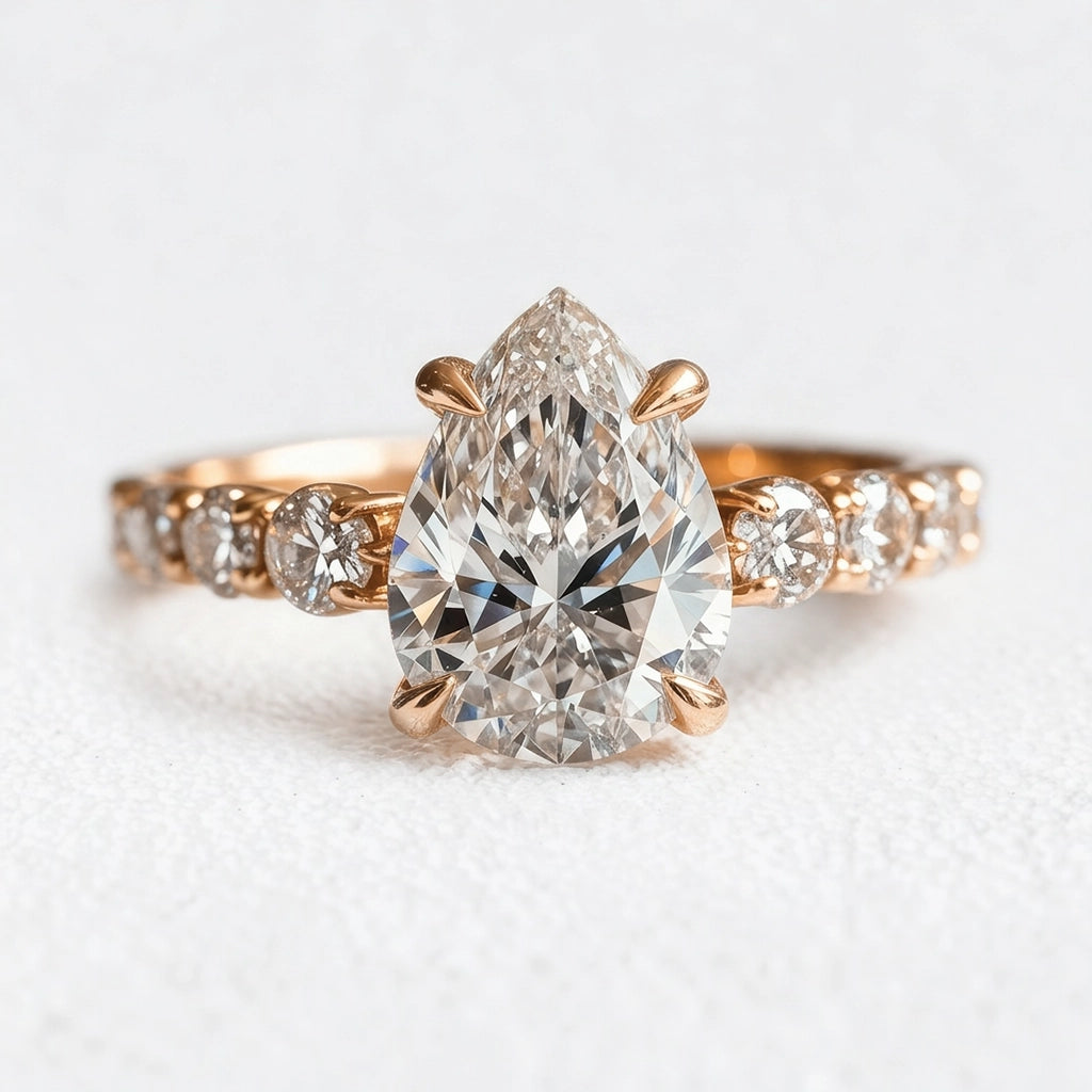 Aurora’s Radiance | 2CT Pear Cut Diamond Engagement Ring