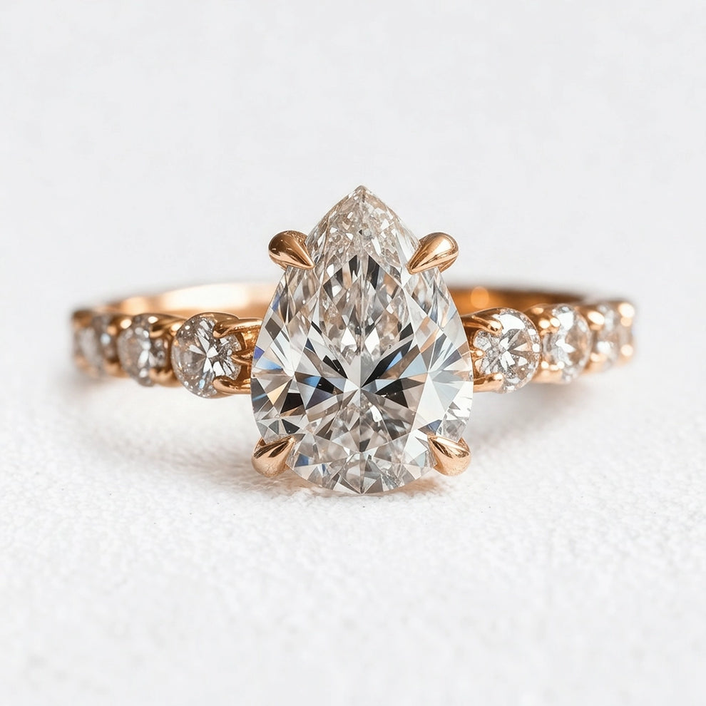 Aurora’s Radiance | 2CT Pear Cut Diamond Engagement Ring