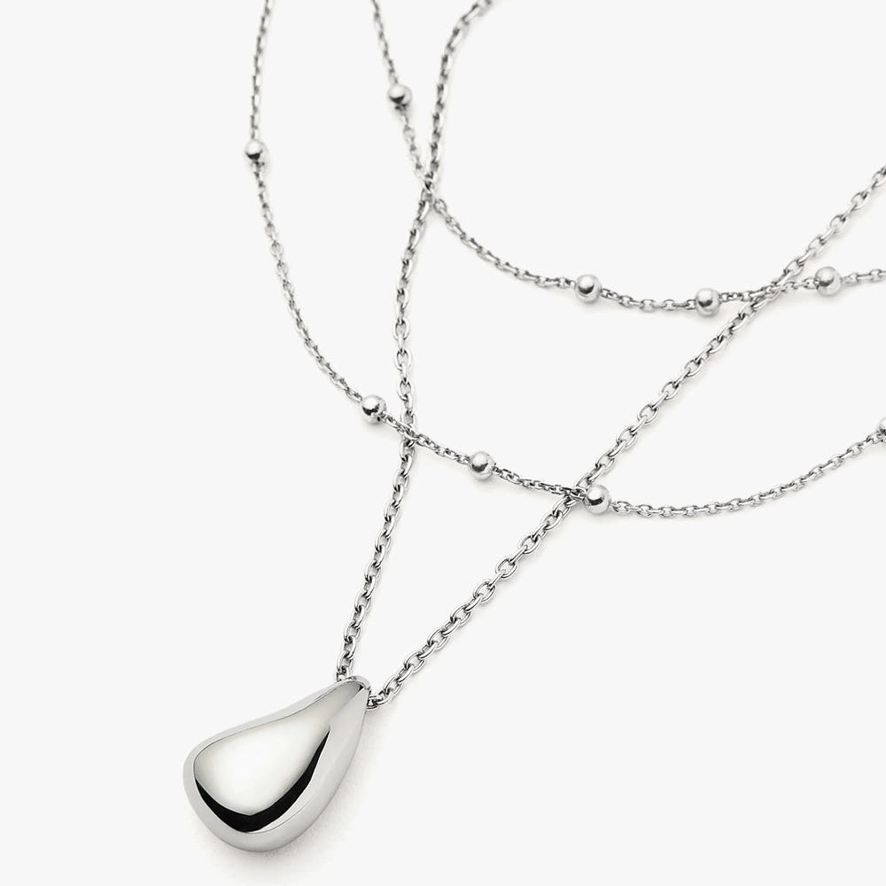 Savi Droplet Pendant & Double Necklace Set | Sterling Silver.