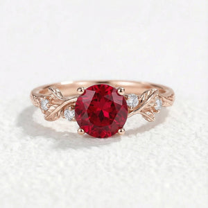 Scarlett’s Sprig | Round Ruby Solitaire Engagement Ring.