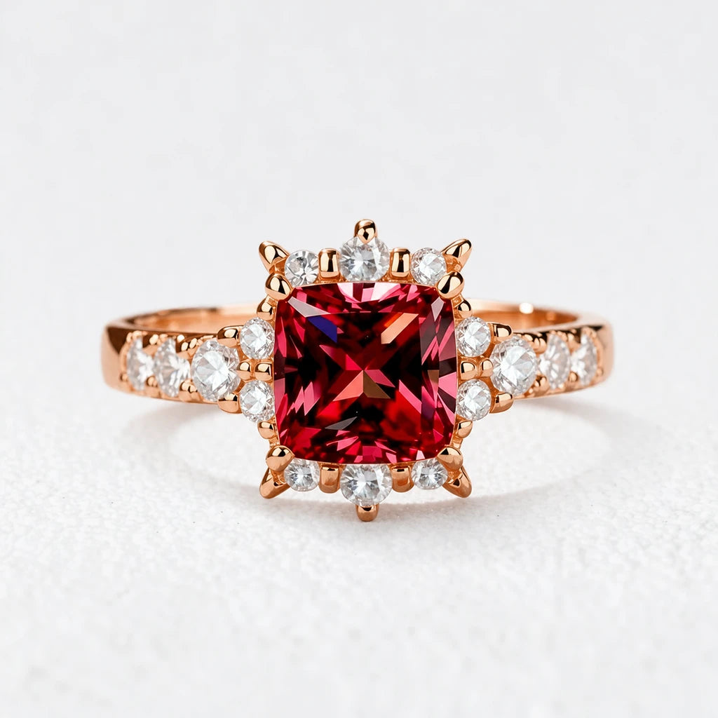 Aurora‘s Cardinal | Princess Cut Ruby Solitaire Ring