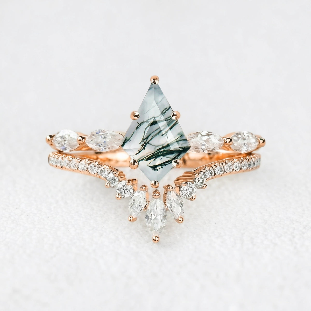 Marguerite’s Grace | Kite Moss Agate Chevron Bridal Duo