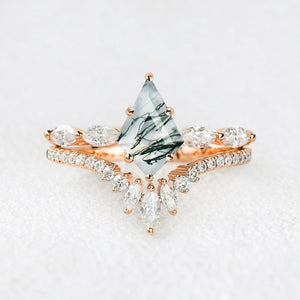 Marguerite’s Grace | Kite Moss Agate Chevron Bridal Duo