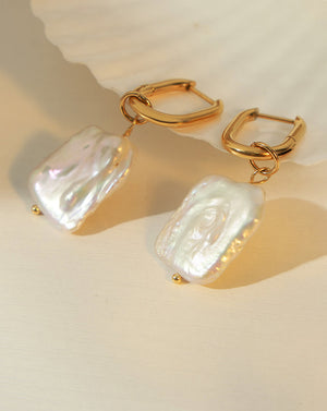 French Vintage Baroque Pearl Hoop Earrings