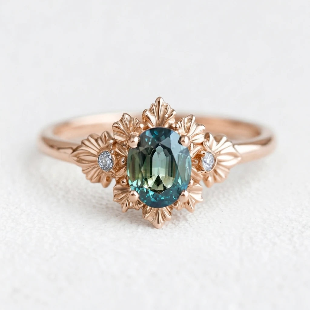 Titania’s Teal | Rare Sapphire Engagement Ring