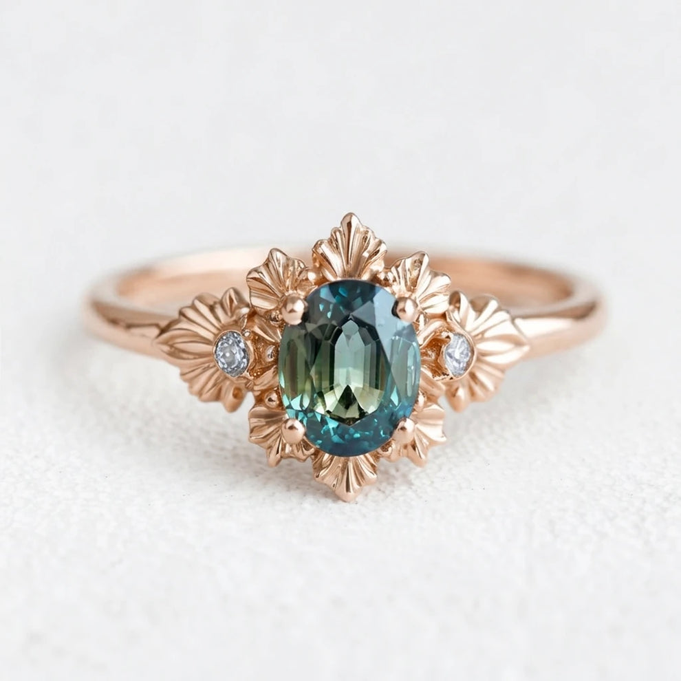 Titania’s Teal | Rare Sapphire Engagement Ring