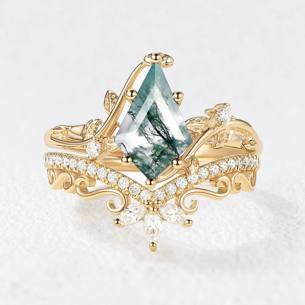 Alexandra's Heritage | Kite Moss Agate Bridal Duo