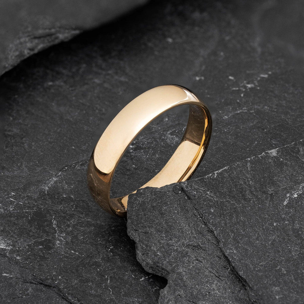 Mirror Arc | 5MM Classic Polished Gold Men's Wedding Band.