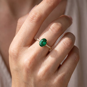 Thalia’s Verdure | 2CT Oval Green Sapphire Engagement Ring