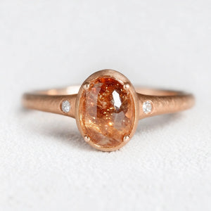 Golden Horizon | Round Sunstone Engagement Ring.