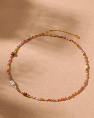 Handmade Rainbow Sparkle Stone Beads Necklace