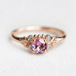 Luna’s Blush | Round Cut Rose Quartz Engagement Ring