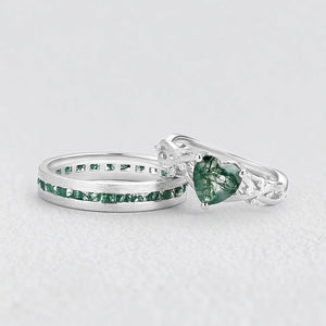 Sylvie’s Heartstring | Heart Cut Moss Agate Infinity Couple Set 2pcs.