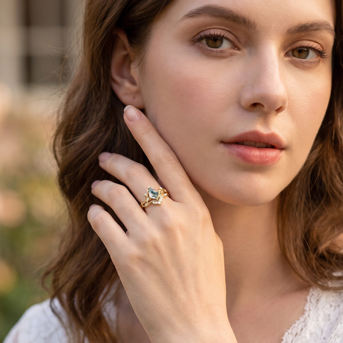 Marguerite’s Twine | Kite Moss Agate Vintage Bridal Duo