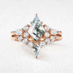 Sylvia’s Tangle | Kite Moss Agate Chevron Bridal Duo