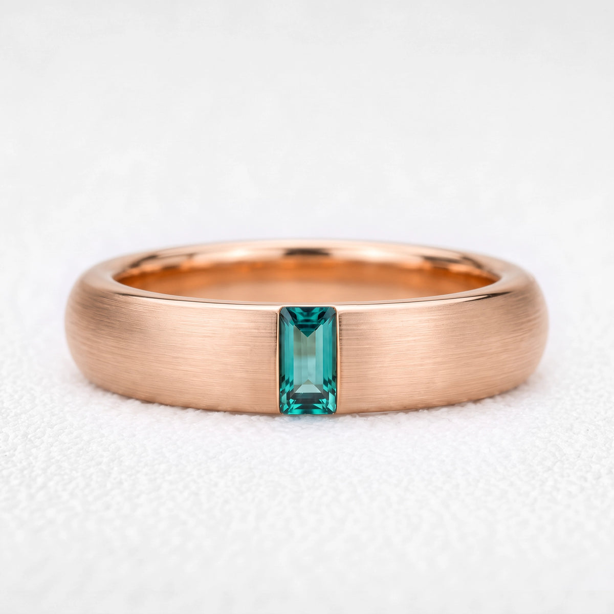 Marcus’s Keystone | Satin-Finished Emerald Men’s Band