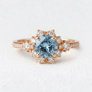 Marina’s Tide | 2CT Round Aquamarine Engagement Ring
