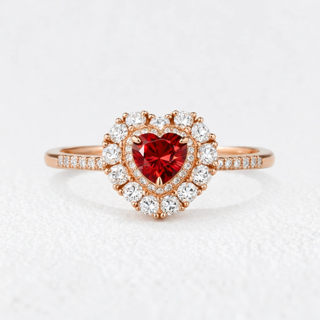 Eleonora’s Crown | Radiant Ruby Halo Engagement Ring