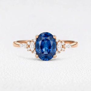 Alexandria‘s Coronet | 1.5CT Classic Oval Blue Sapphire Engagement Ring