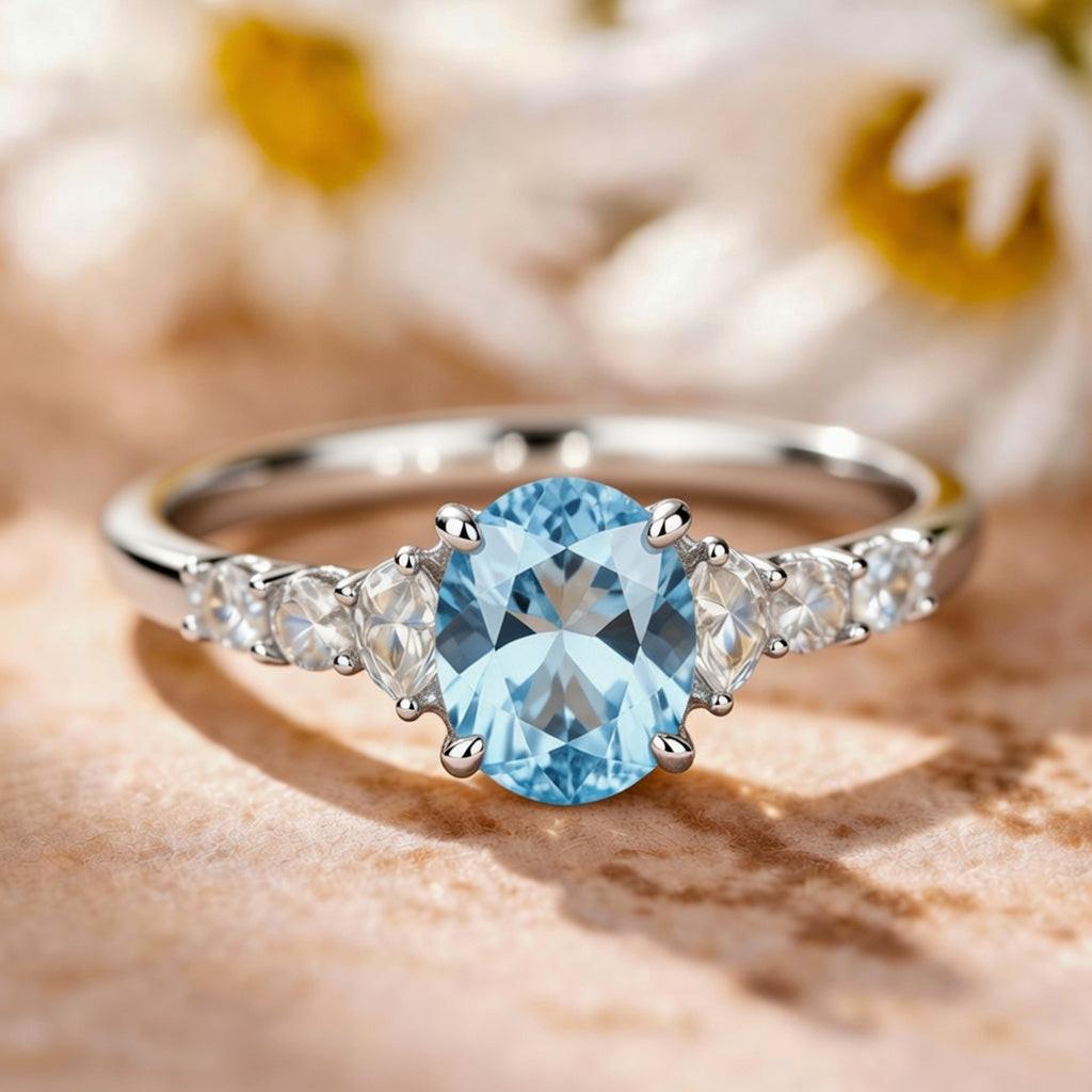 Aura‘s Echo | Round Cut Blue Starfire Ring.