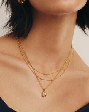 18K Gold Vermeil Double Chain Necklace.