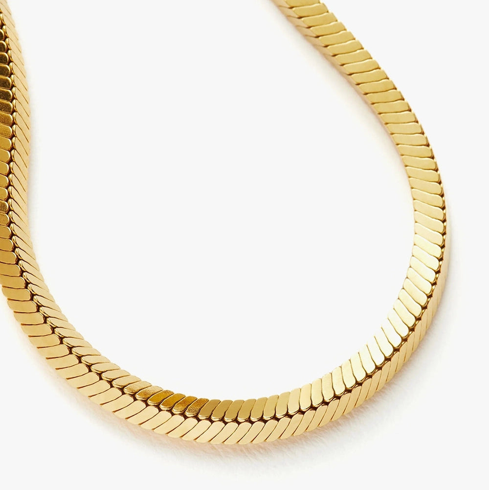 18K Gold Vermeil Square Snake Chain Bracelet.