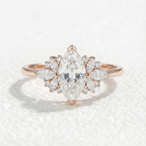 Graceful Marquise Cut Moissanite Ring-Aro - GemsMagic.