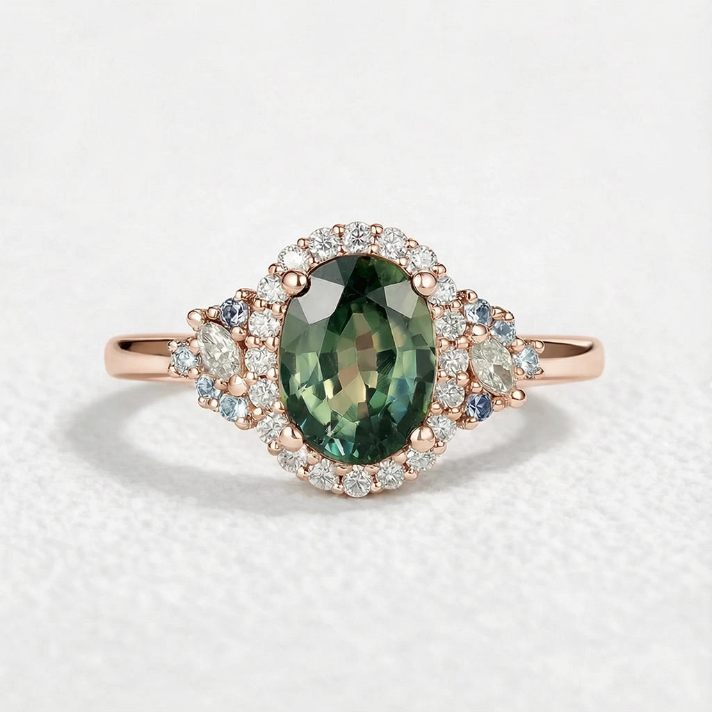 Thalassa Luxe Mystique Teal Sapphire Rings.