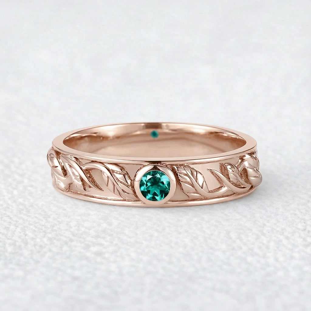 Asher Ivy | Emerald Men's Wedding Band.
