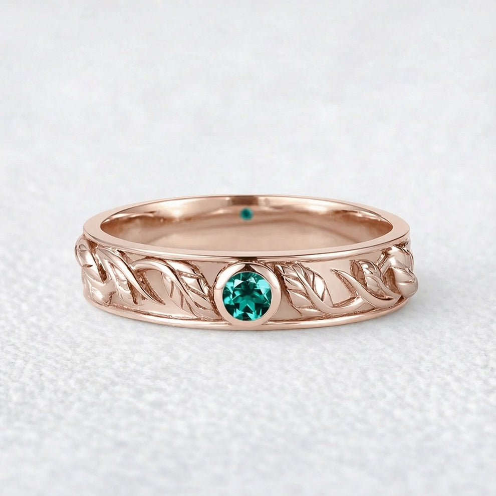 Asher Ivy | Emerald Men's Wedding Band.