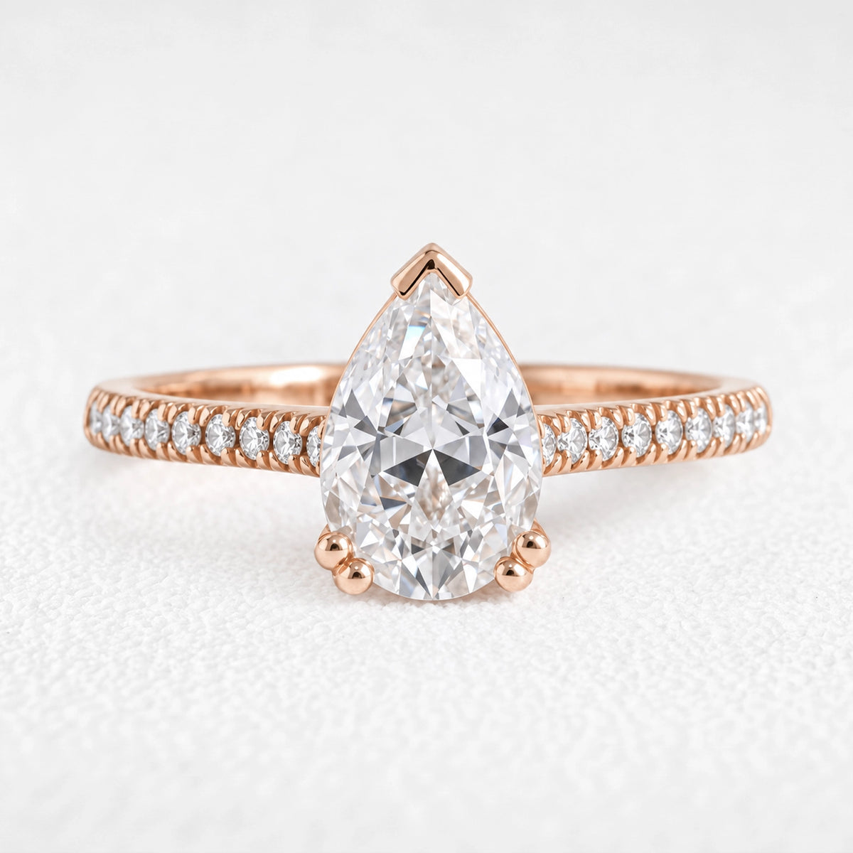 Aurora’s Reverie | 1.5CT Pear Diamond Solitaire Pave Engagement Ring