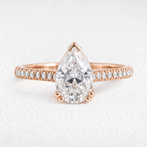 Aurora’s Reverie | 1.5CT Pear Diamond Solitaire Pave Engagement Ring